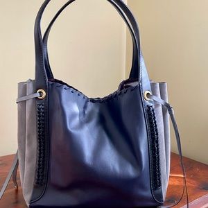 Almost New Coach Harmony Whipstitch Hobo Bag - Navy Leather/Grey Suede